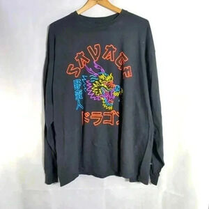 Savage Japan Black Neon Dragon tshirt sz XXL